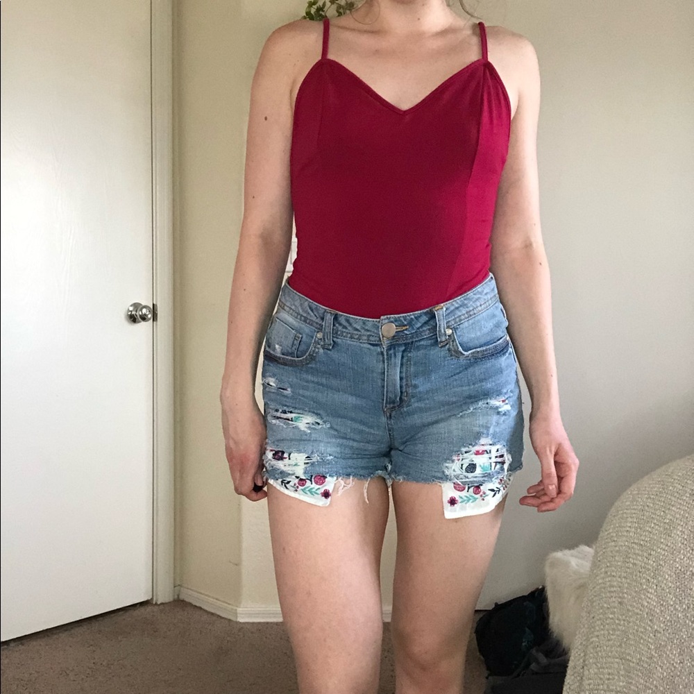 Forever 21 Strappy Red Bodysuit — M